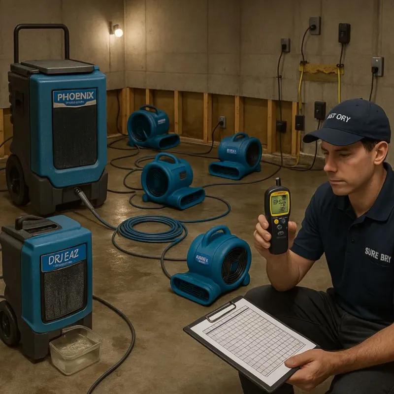 Structural Drying and Dehumidification process in McConnellstown, PA